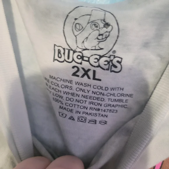 Womens Light Gray Tie-Dye Long Sleeve Graphic Tee with Cute Character - Picture 2 of 4